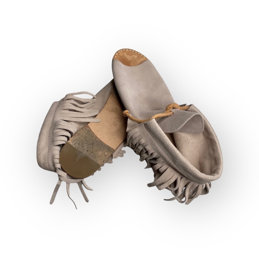 Martha Davis ❃ Fringe Flat Open Toe + Heel Bootie Sandal ❃ Stone Suede ❃ 38 7.5M - Picture 13 of 16